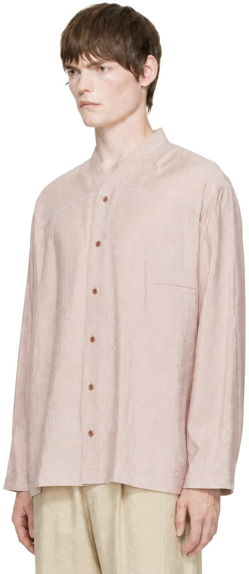 LEMAIRE Pink V-Neck Shirt