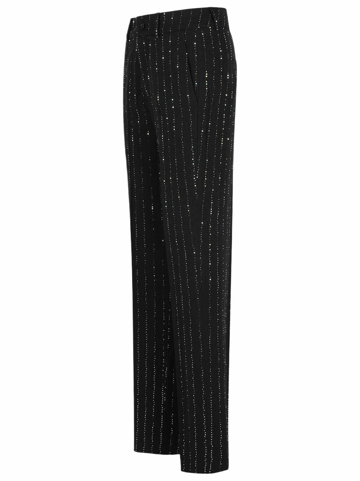 Philipp Plein lady Fit Sequined Pants In Black Wool Blend