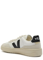 Veja V-90 Panelled Grained Leather Sneakers White And Black