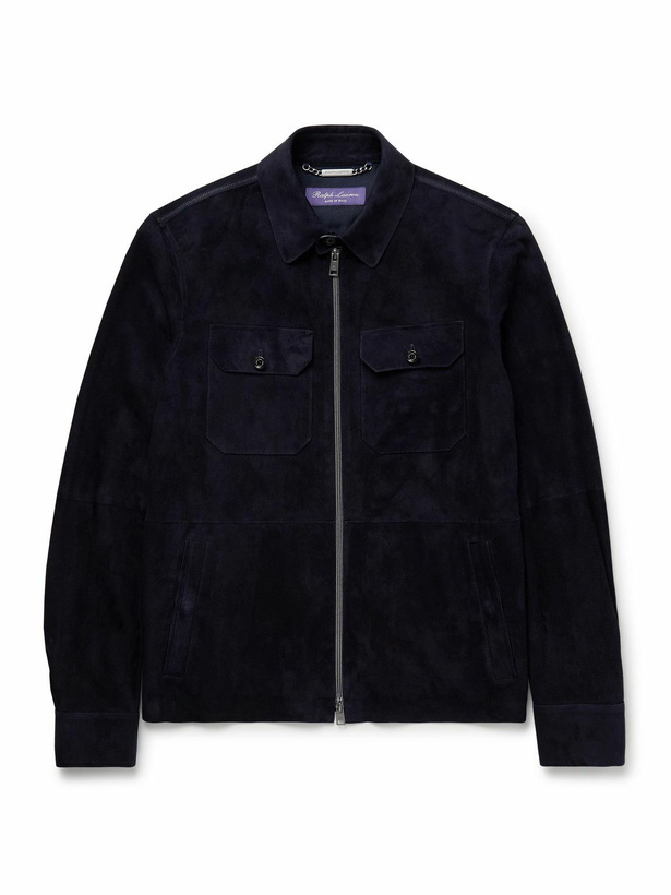 Photo: Ralph Lauren Purple label - Suede Bomber Jacket - Blue