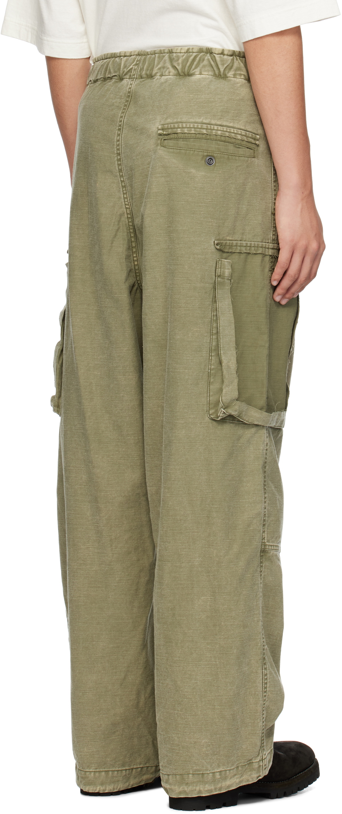 Maison MIHARA YASUHIRO Khaki Cotton Satin Cargo Pants Maison