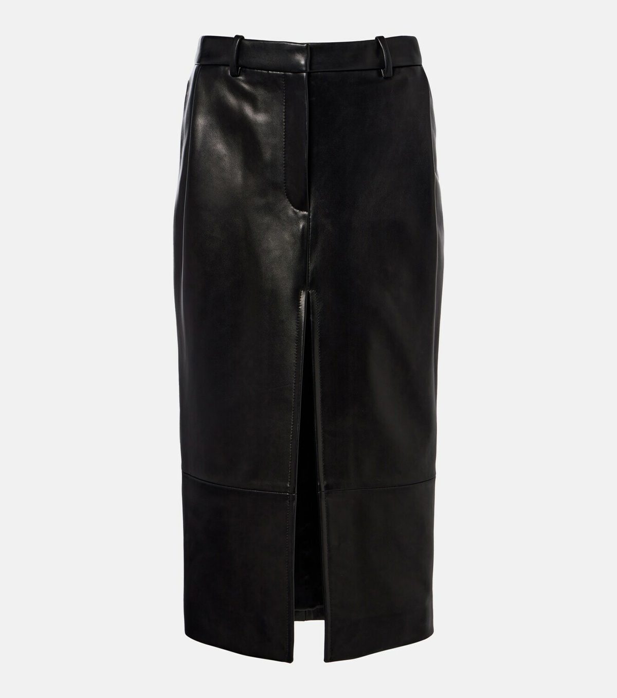 Khaite Anden leather midi skirt