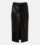 Khaite Anden leather midi skirt