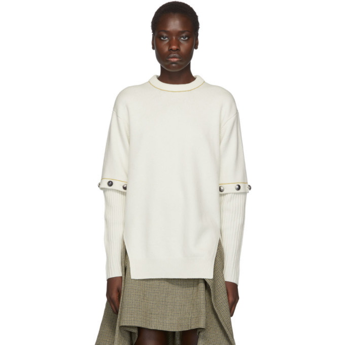Photo: Chloe White Buttoned Sleeve Sweater