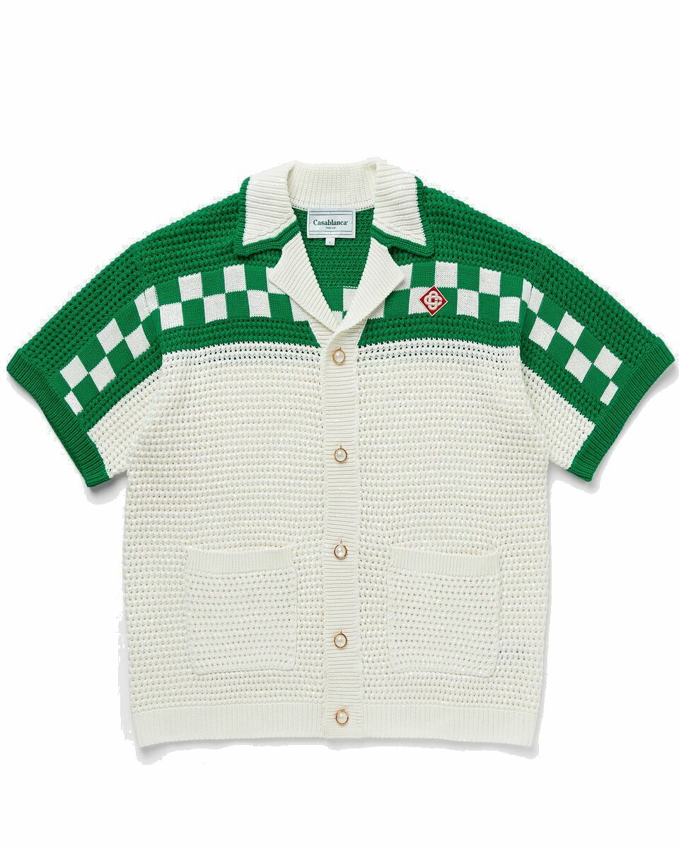 Photo: Casablanca Faux Crochet Shirt Green/White - Mens - Shortsleeves