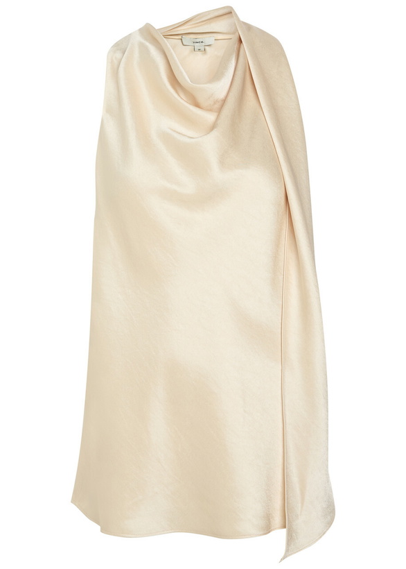 Photo: Vince Draped Scarf-effect Satin top Cream