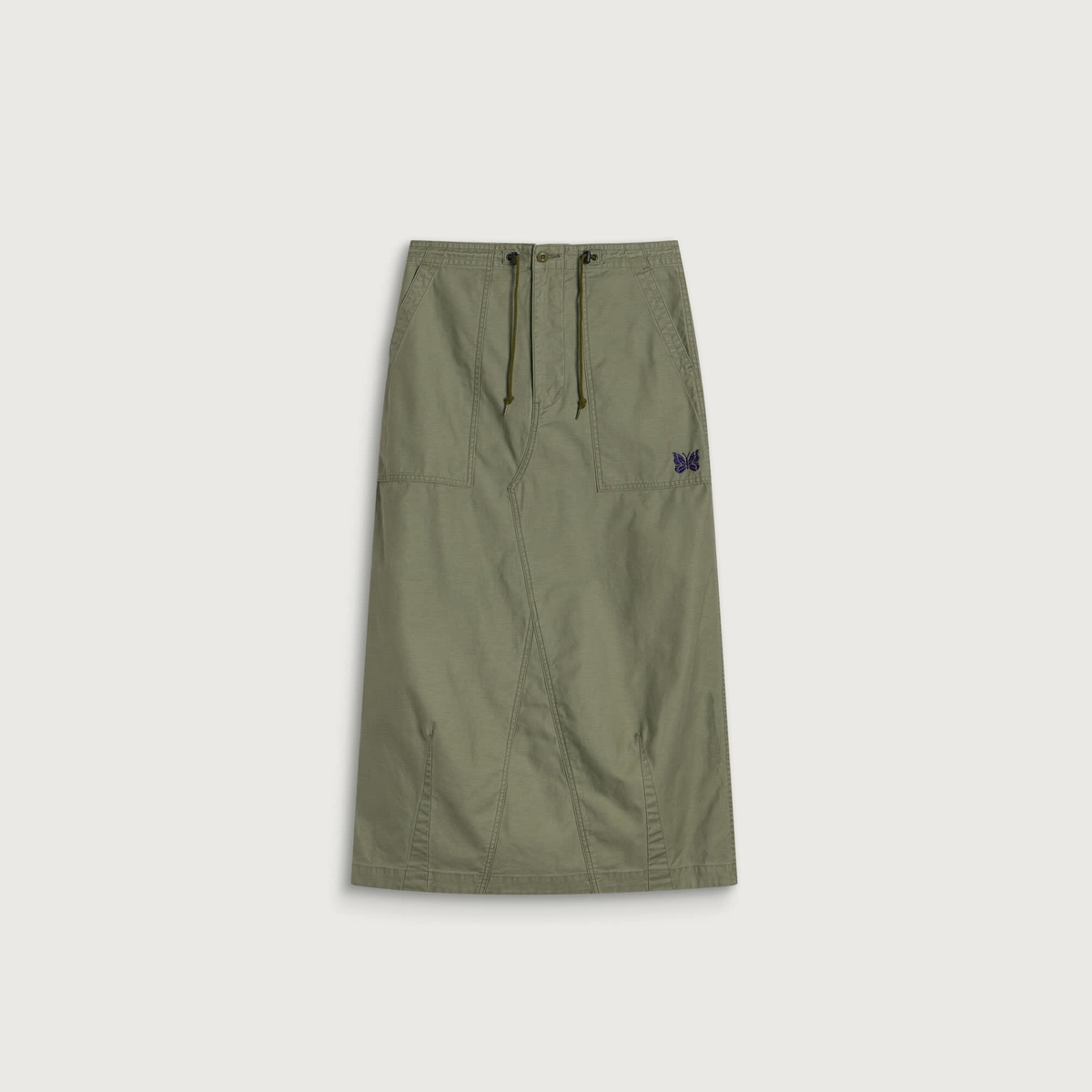 Needles Women's String Fatigue Midi Skirt in Olive