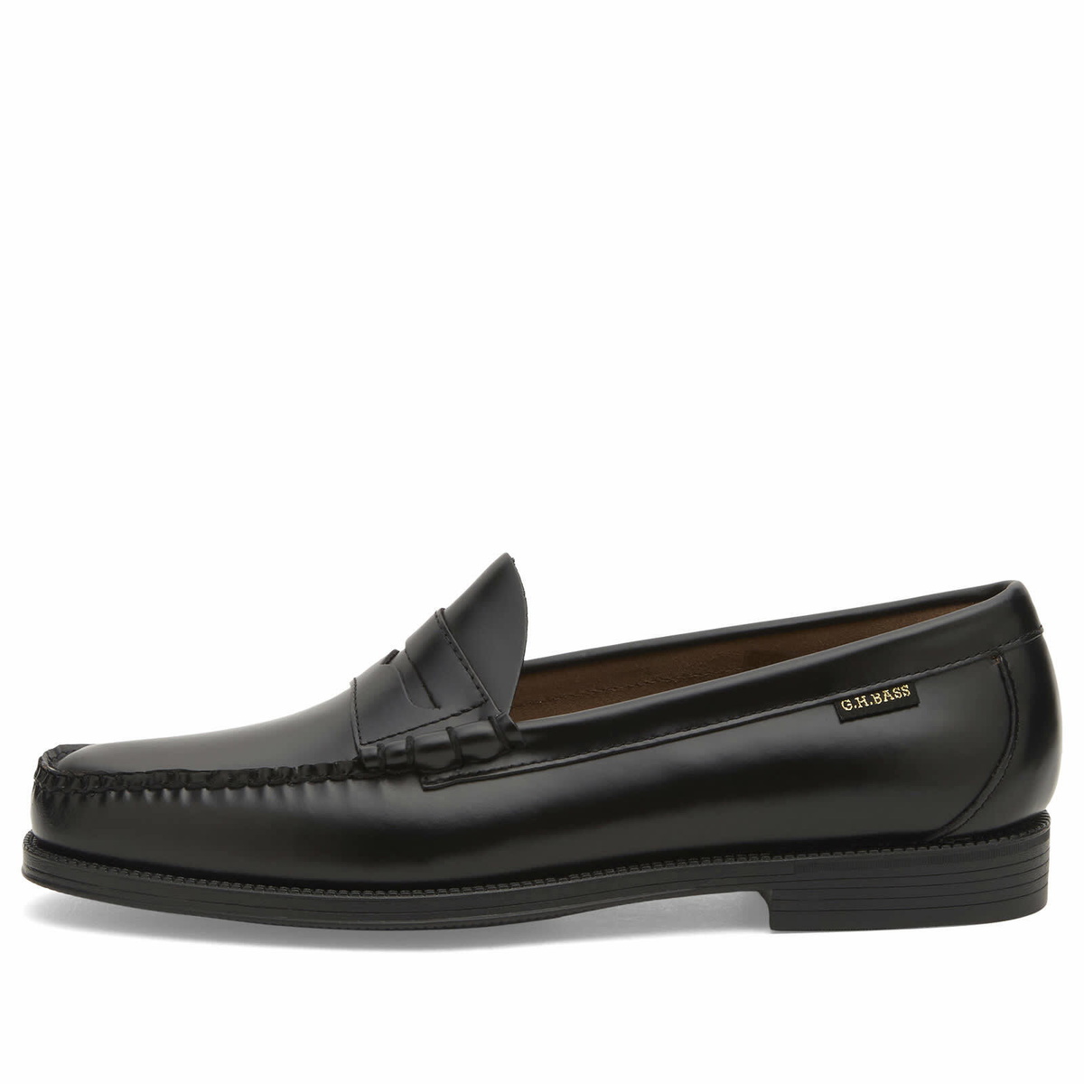 Bass Weejuns Men's Easy Weejun Larson Flag Loafer in Black Leather