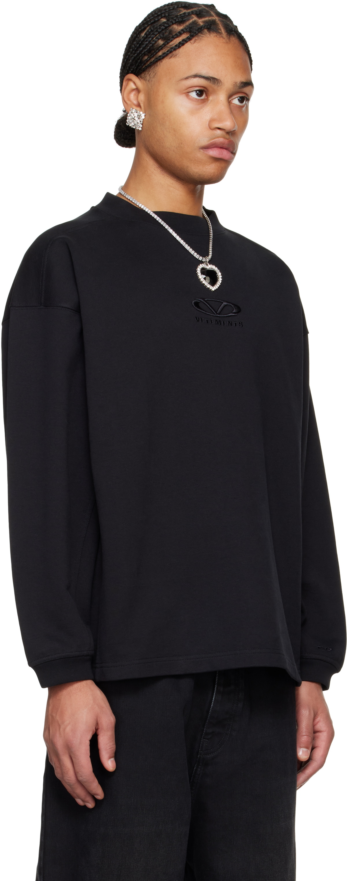 【即完品】Vetements OVALLOGO CROPPED CREWNECK VETEMENTS Black Oval Logo Cropped Crewneck Sweater Vetements