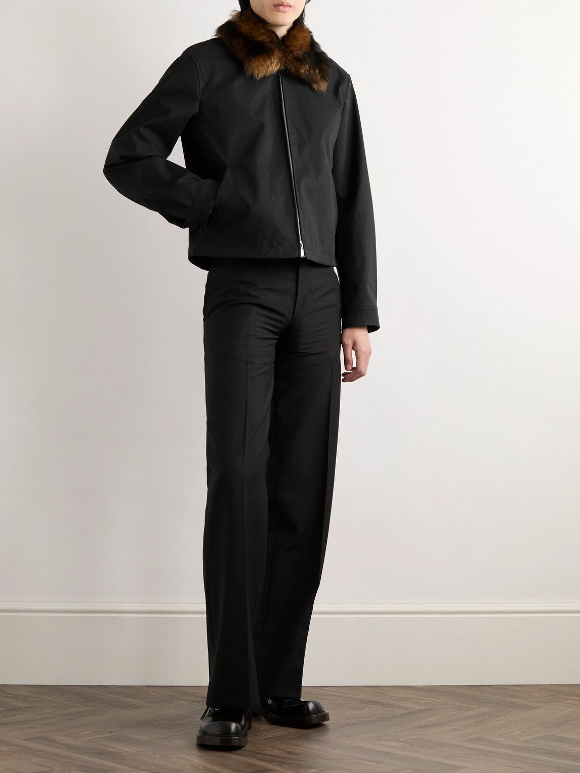 Alexander McQueen - Shearling-Trimmed Cotton-Canvas Bomber Jacket - Black