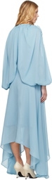 Rokh Blue Shirred Poncho Vest Midi Dress