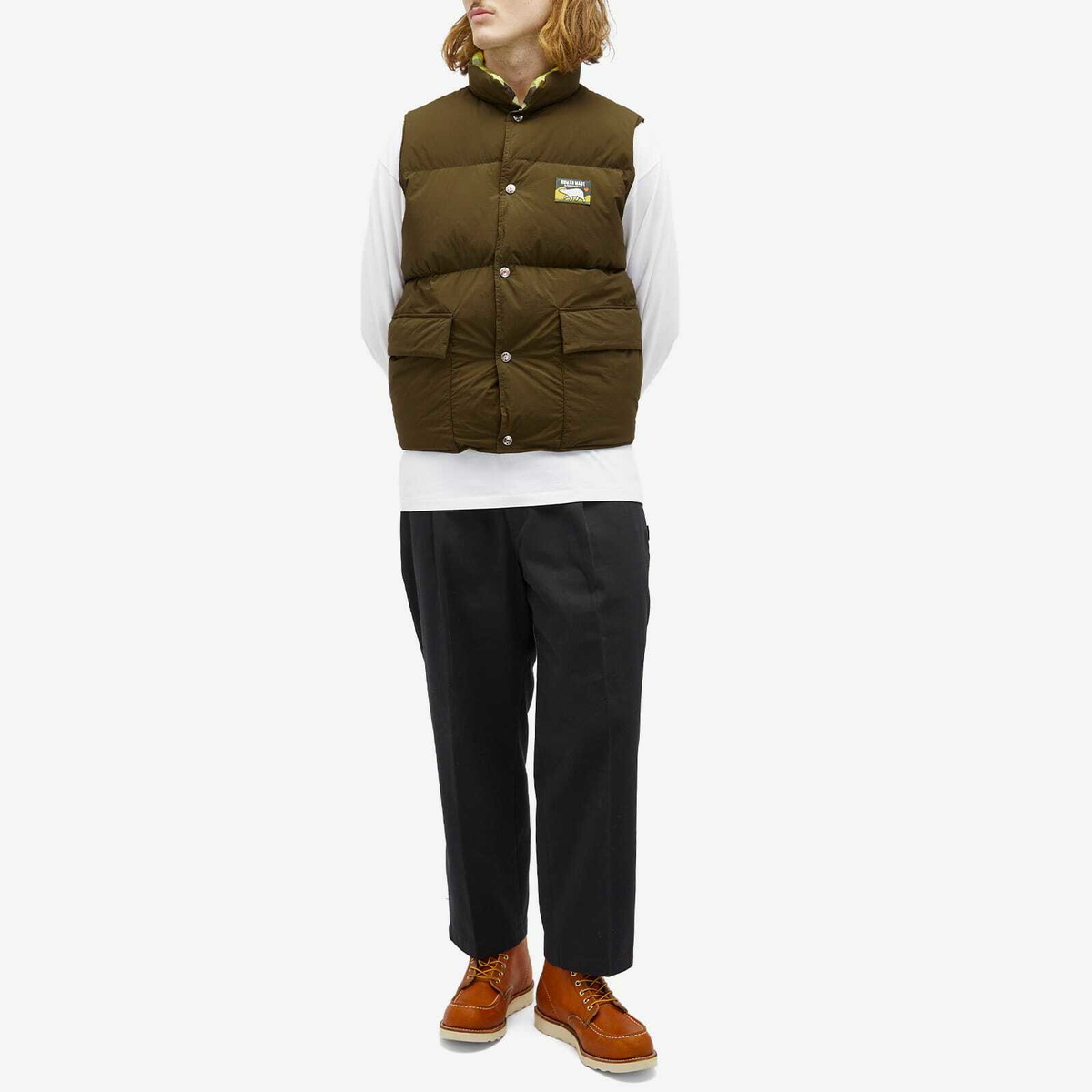 Human Made Men's Reversible Down Vest in Olive Drab Human Made