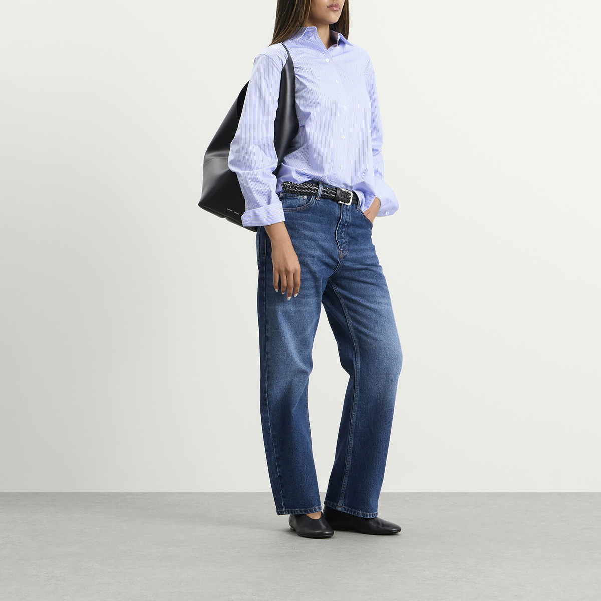 Studio Nicholson Women's Denjo Wide Leg Jeans in Worn Wash Indigo