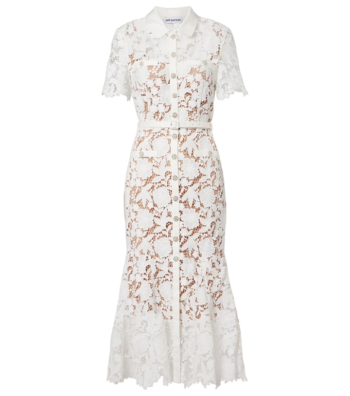Photo: Self-Portrait Belted lace shirt dress