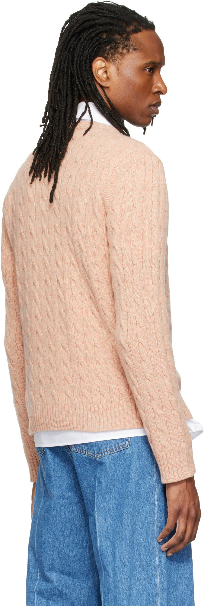 Valentino Pink Cable-Knit Wool Sweater