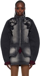 FIDAN NOVRUZOVA Black Appliqué Denim Jacket