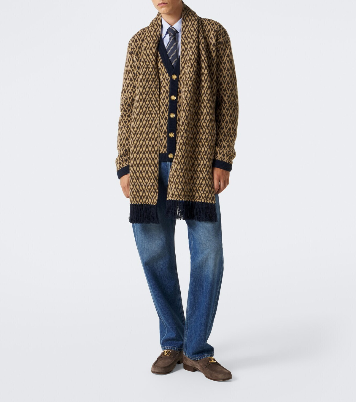Valentino Garavani Toute La V virgin jacquard wool scarf