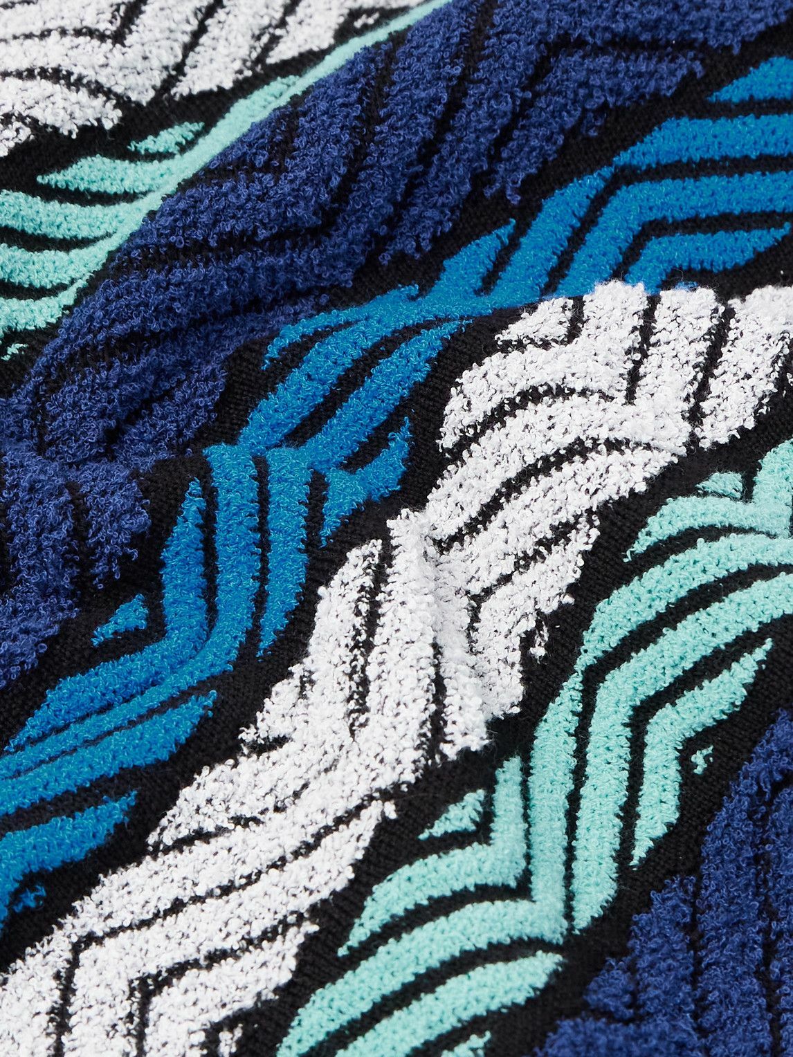 Missoni - Striped Cotton-Blend Terry Jacquard Hoodie - Blue