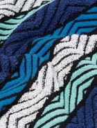 Missoni - Striped Cotton-Blend Terry Jacquard Hoodie - Blue