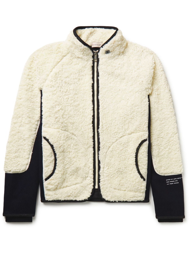 Photo: Moncler Genius - 7 Moncler Fragment Wool-Fleece and Jersey Zip-Up Cardigan - Neutrals