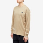 Men's AAPE Now Silicon Badge Long Sleeve T-Shirt in Dark Beige