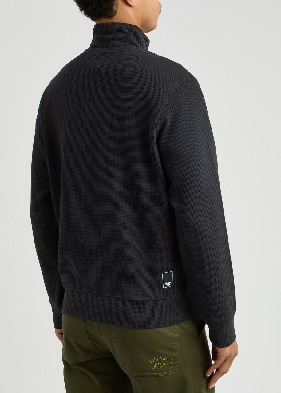 Emporio Armani Waffle-knit Jersey Jacket Navy