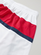 BALENCIAGA - Wide-Leg Logo-Print Colour-Block Stretch-Mesh Shorts - White