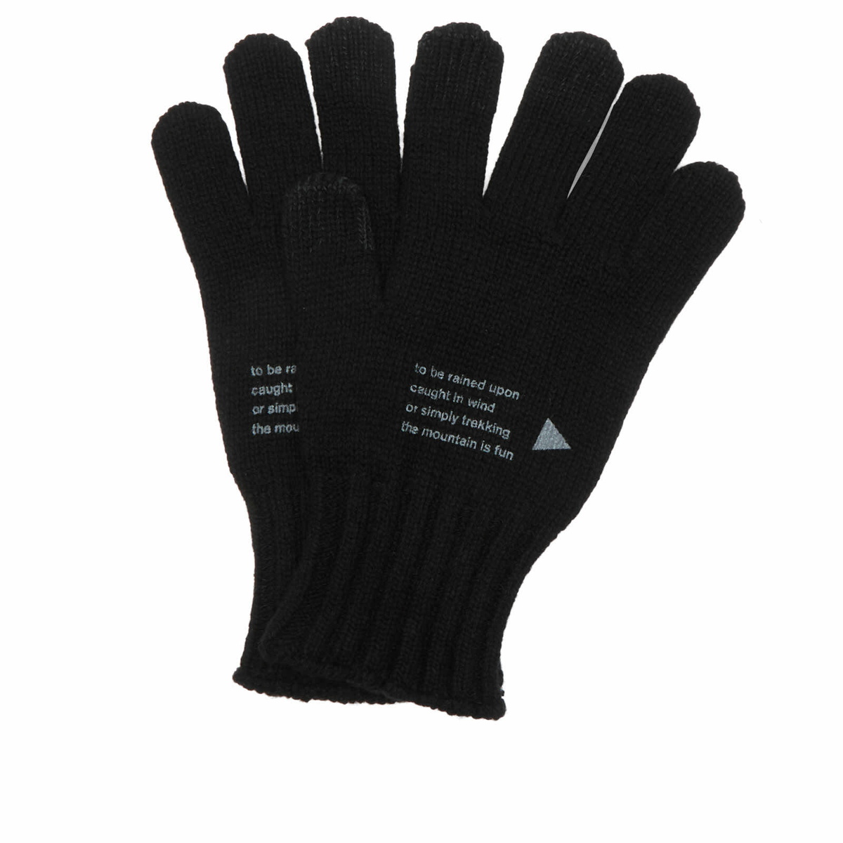 and wander Wool Knit Gloves in Black 