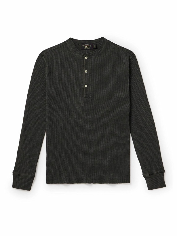 Photo: RRL - Slim-Fit Textured-Cotton Henley T-Shirt - Black