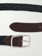 Loro Piana - 3cm Leather-Trimmed Woven Cotton Belt - Blue