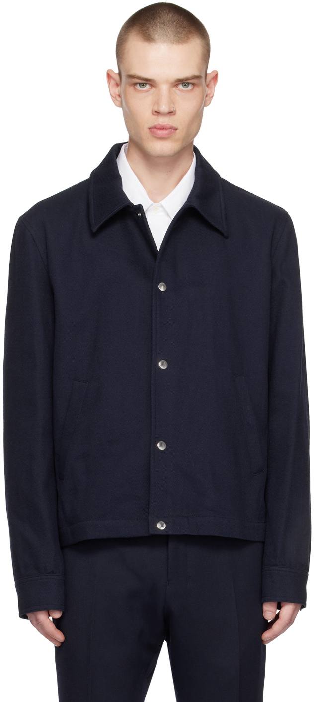 AMI Alexandre Mattiussi Navy Press-Stud Jacket