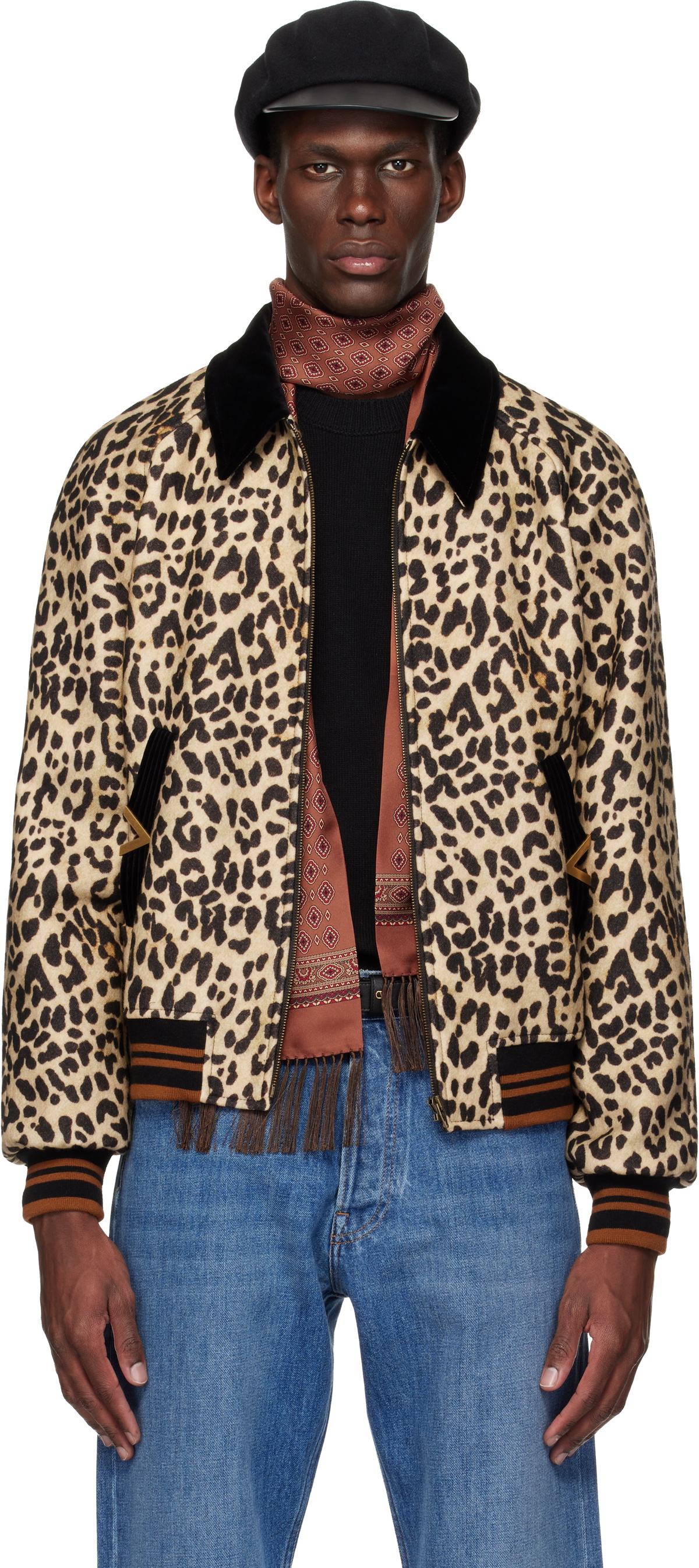 Valentino Black Contrast Stitch Track Jacket Valentino