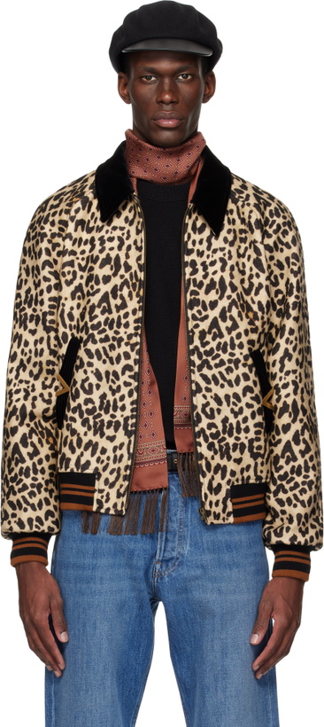 Photo: Valentino Beige & Black Wool Drape VGold Bomber Jacket