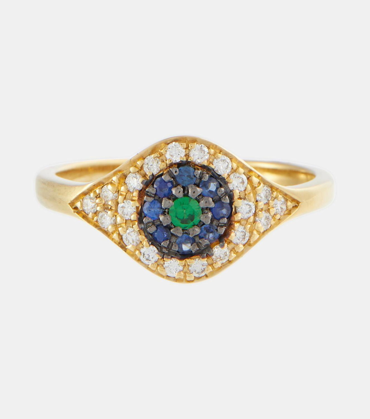 Ileana Makri Cats Eye 18kt gold ring with diamonds, sapphires and tsavorite
