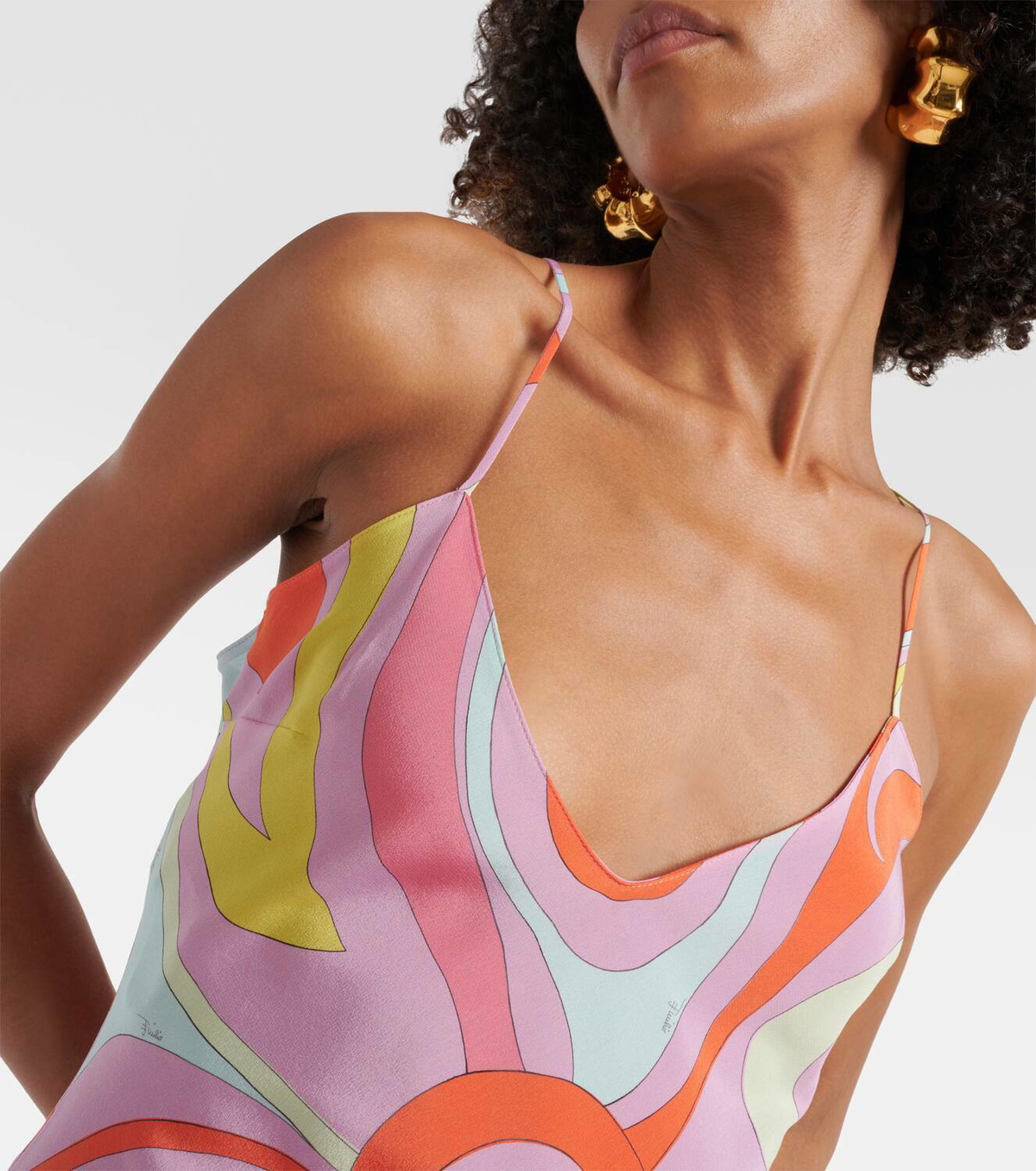 Pucci Printed silk slip dress