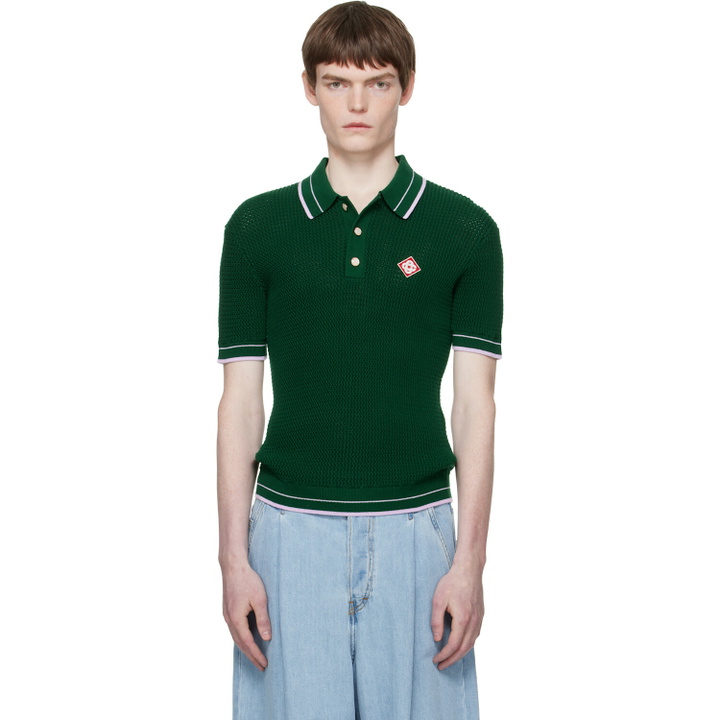 Photo: Casablanca Green Mock Mini Crochet Polo