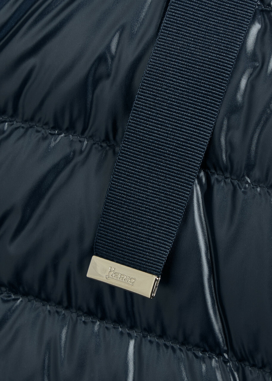 Herno Padded Hooded Glossed Shell Gilet Blue