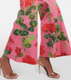 Oscar de la Renta Floral high-rise cotton-blend flared pants