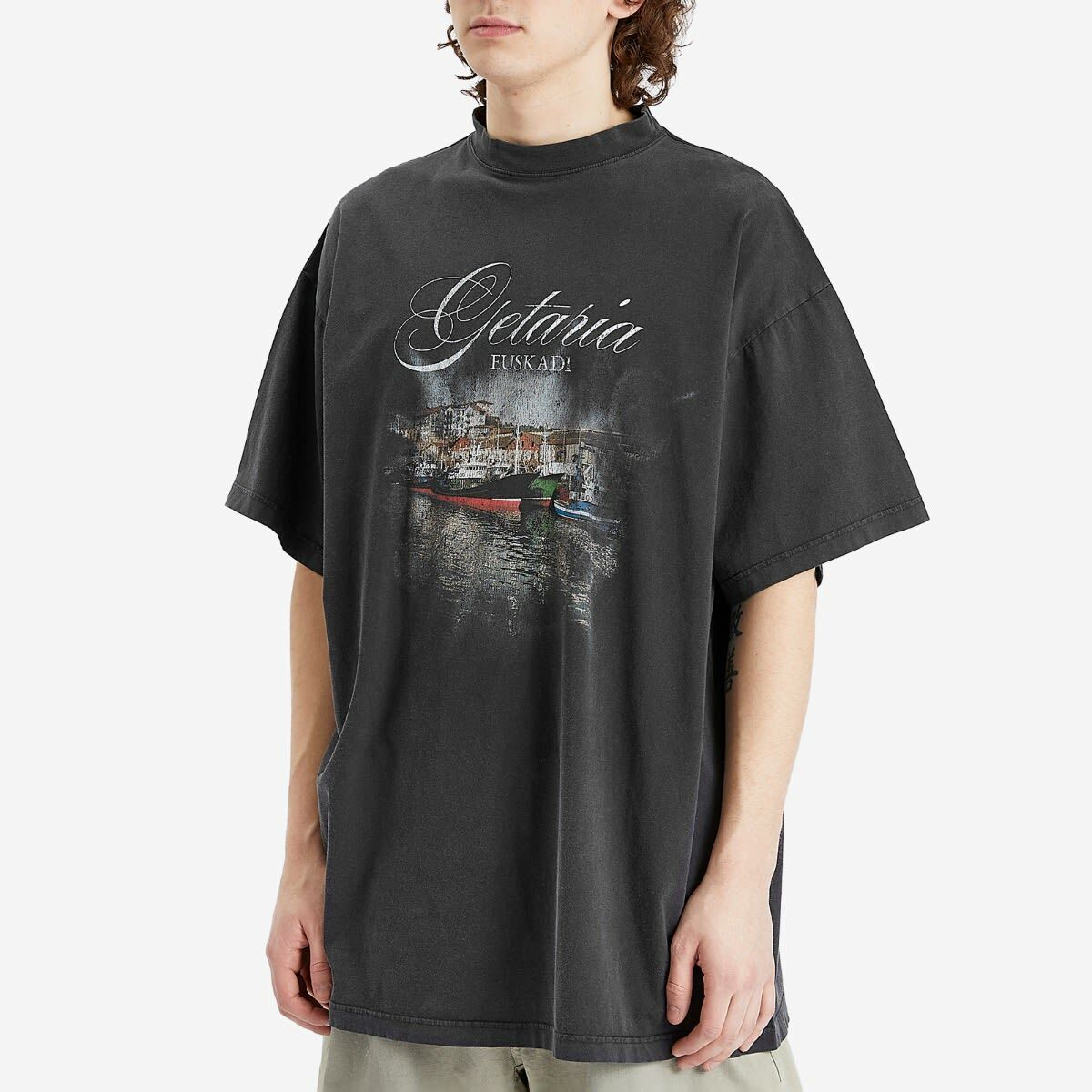 Balenciaga Men's Getaria Tubular Oversized T-Shirt in Faded Washed