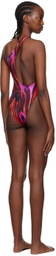 Louisa Ballou Red Plunge One-Piece Swimsuit
