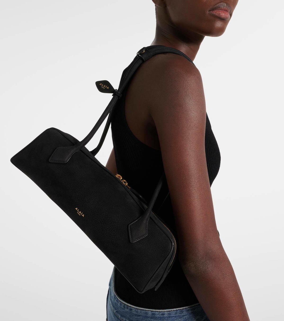 Alaïa Le Teckel Medium suede shoulder bag