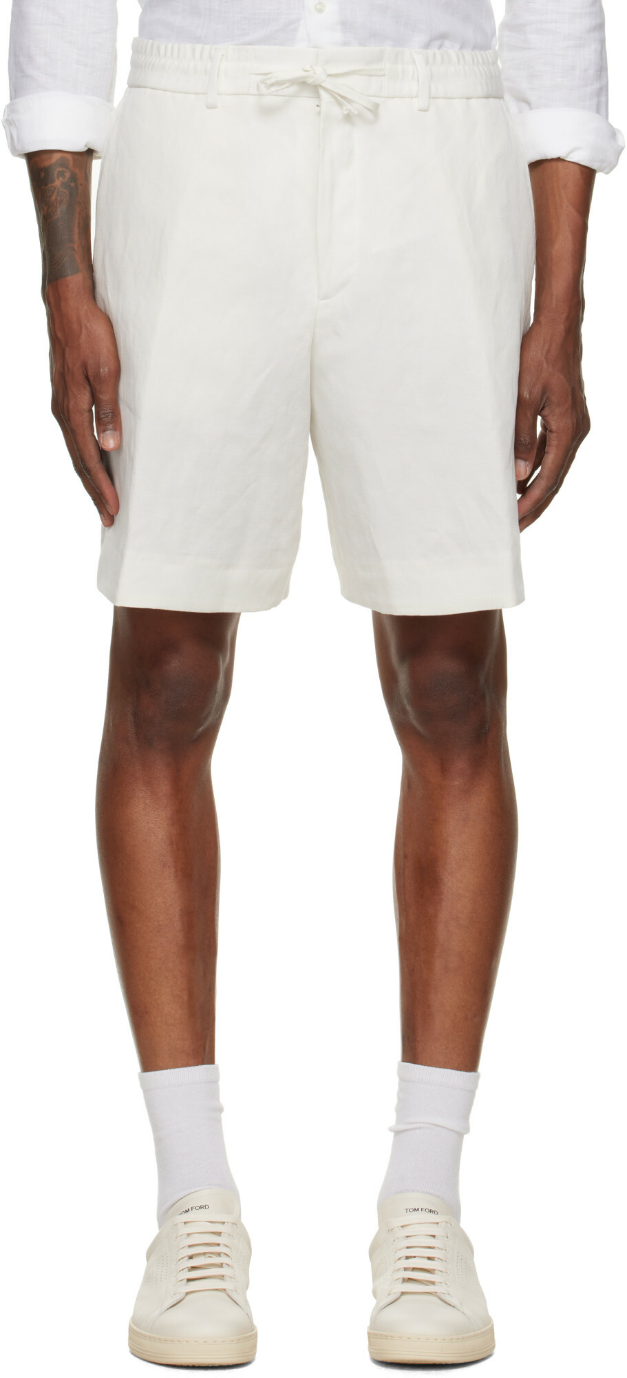 BOSS Off-White Drawstring Shorts