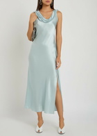 Acne Studios Draped Silk Midi Dress Light Blue