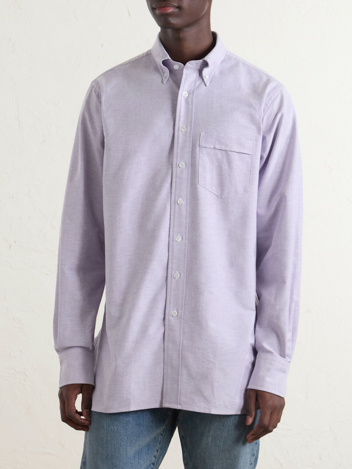 Drake's - Button-Down Collar Cotton Oxford Shirt - Purple