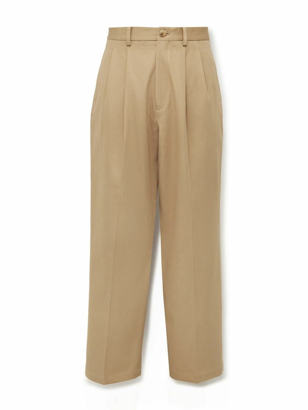 Photo: Federico Curradi - Straight-Leg Pleated Cotton-Twill Trousers - Neutrals