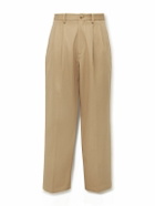 Federico Curradi - Straight-Leg Pleated Cotton-Twill Trousers - Neutrals