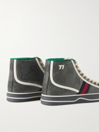 Gucci - Off the Grid Webbing-Trimmed Monogrammed ECONYL Canvas High-Top Sneakers - Gray