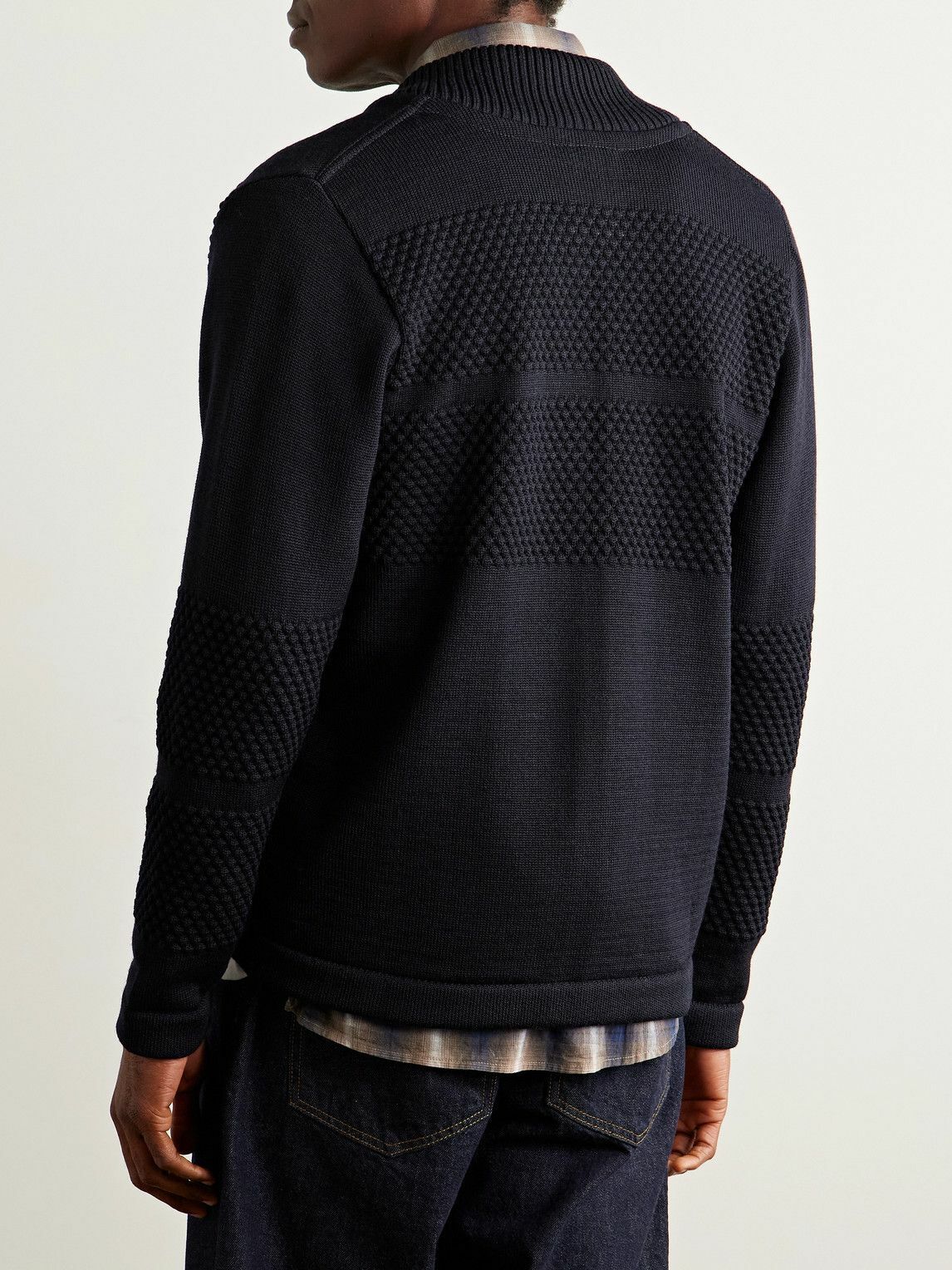S.N.S. Herning - Fisherman Wool Zip-Up Cardigan - Blue