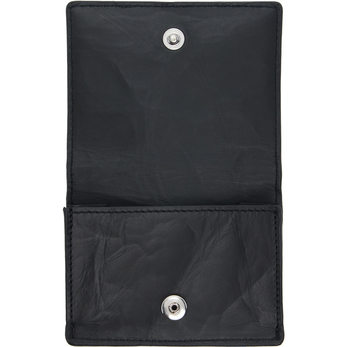 Y-3 Black Crinkled Leather Card Holder