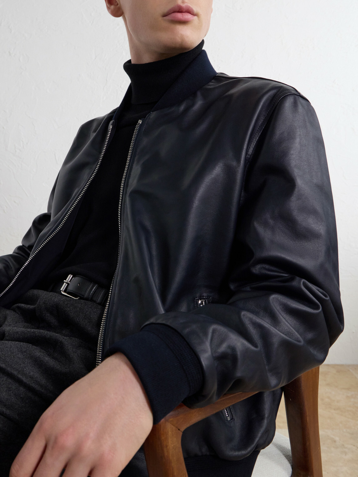 Mr P. - Reversible Leather Jacket - Blue